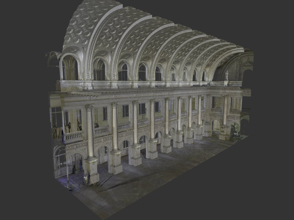 Salón dos Pasos Perdidos — Palacio de Xustiza de Córdoba — Escaneado láser · Nube de puntos